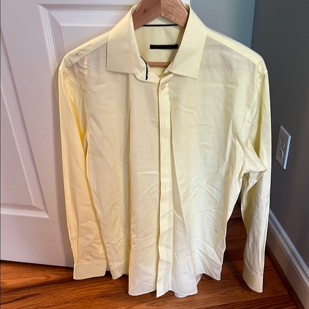 Elie Tahari Yellow Dress Shirt Classic Long Sleeve